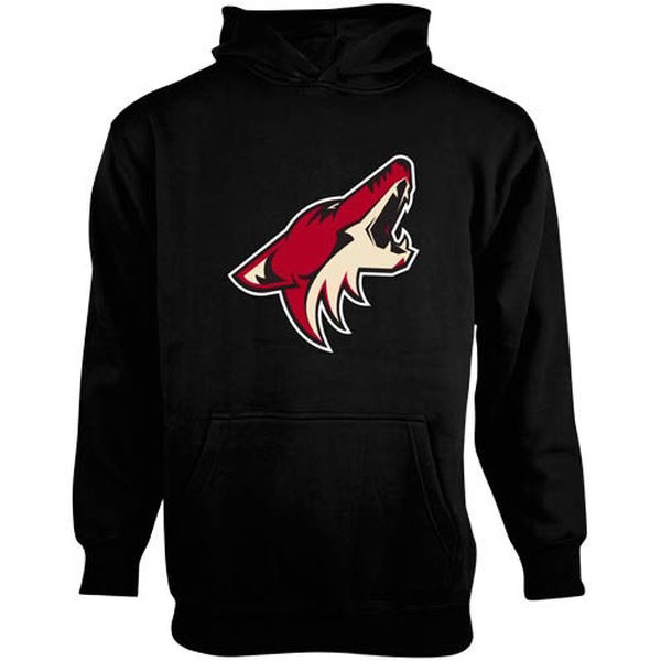 Phoenix Coyotes Black Team Logo Men's Pullover Hoodie08