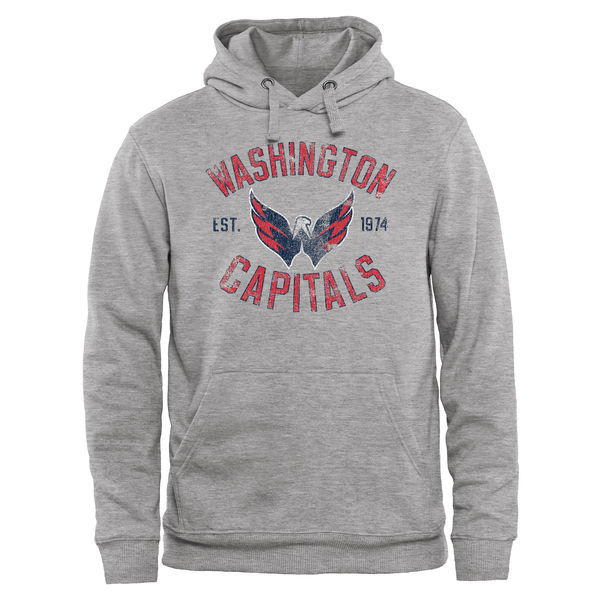 Washington Capitals Grey Team Logo Men's Pullover Hoodie