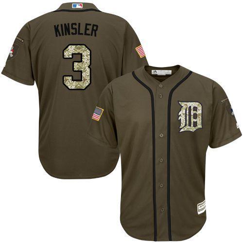 Tigers 3 Ian Kinsler Olive Green New Cool Base Jersey