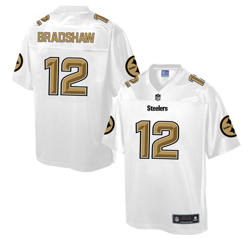 Nike Steelers 12 Terry Bradshaw White Pro Line Elite Jersey - Click Image to Close