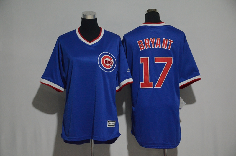 Cubs 17 Kris Bryant Blue Cooperstown Women Cool Base Jersey