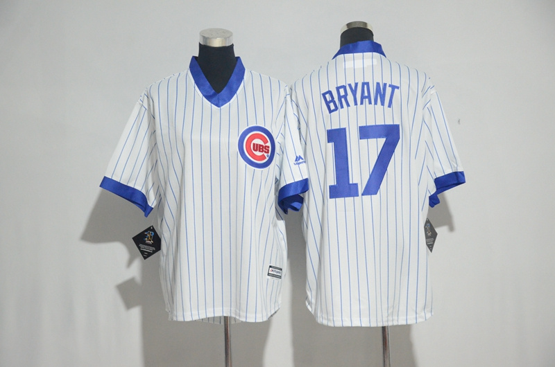 Cubs 17 Kris Bryant White Cooperstown Cool Base Jersey