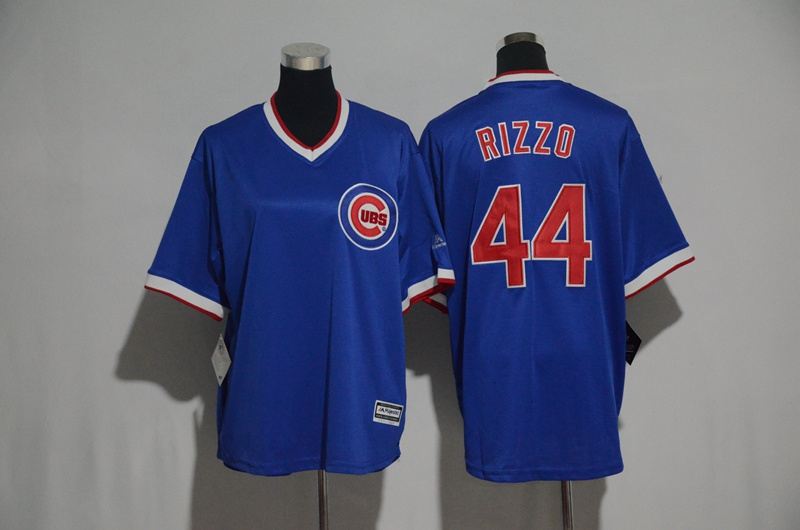Cubs 44 Anthony Rizzo Blue Cooperstown Cool Base Jersey