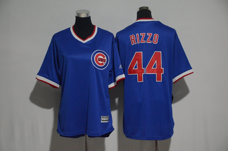 Cubs 44 Anthony Rizzo Blue Cooperstown Women Cool Base Jersey