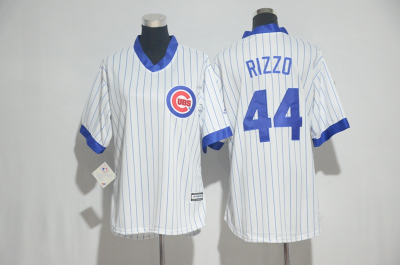 Cubs 44 Anthony Rizzo White Cooperstown Women Cool Base Jersey