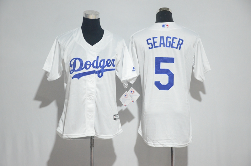 Dodgers 5 Corey Seager White Women Cool Base Jersey