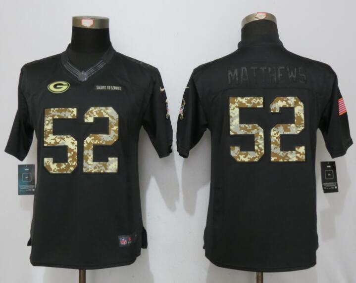 Nike Packers 52 Clay Matthews Anthracite Salute to Service Women Limited Jersey - Click Image to Close