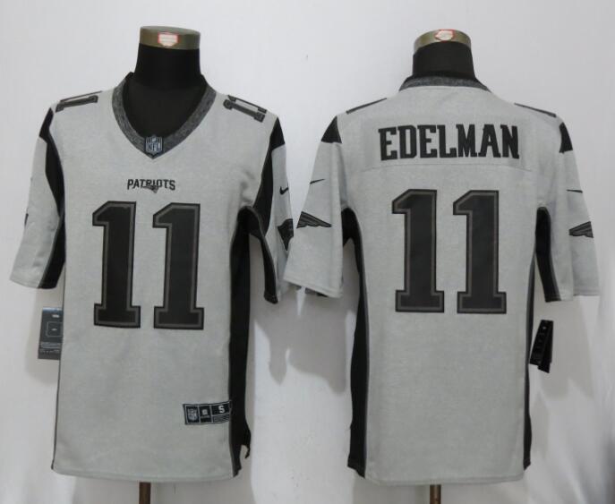 Nike Patriots 11 Julian Edelman Gray Gridiron II Limited Jersey