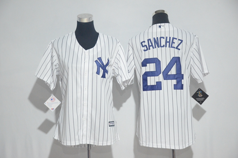 Yankees 24 Gary Sanchez White Women Cool Base Jersey
