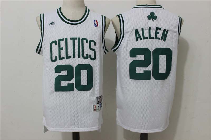 Celtics 20 Ray Allen White Hardwood Classics Jersey - Click Image to Close