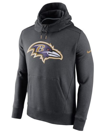 Baltimore Ravens Nike Championship Drive Gold Collection Hybrid Fleece Performance Hoodie Charcoal