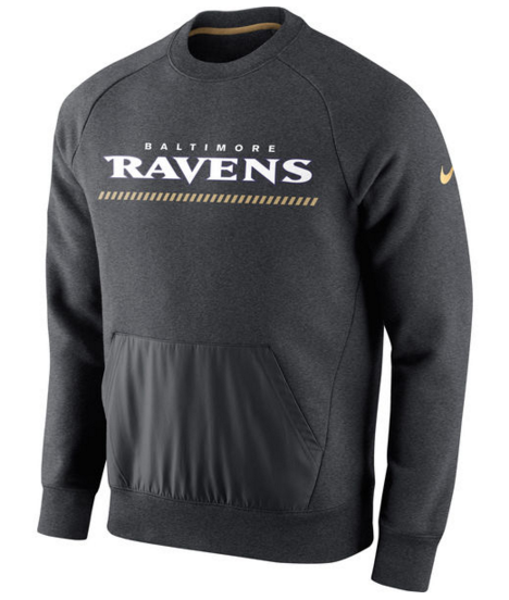 Baltimore Ravens Nike Championship Drive Gold Collection Hybrid Fleece Performance Sweatshirt Charcoal
