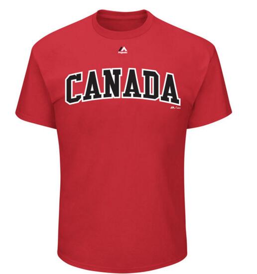 Canada Baseball Majestic 2017 World Baseball Classic Wordmark T-Shirt Red - Click Image to Close