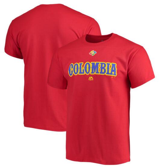 Colombia Baseball Majestic 2017 World Baseball Classic Wordmark T-Shirt Red