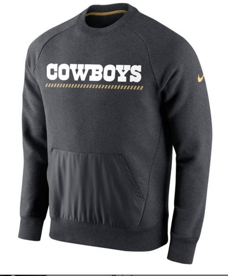 Dallas Cowboys Nike Championship Drive Gold Collection Hybrid Fleece Performance Sweatshirt Charcoal - Click Image to Close