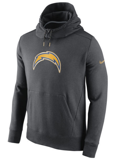 Los Angeles Chargers Nike Championship Drive Gold Collection Hybrid Fleece Performance Hoodie Charcoal