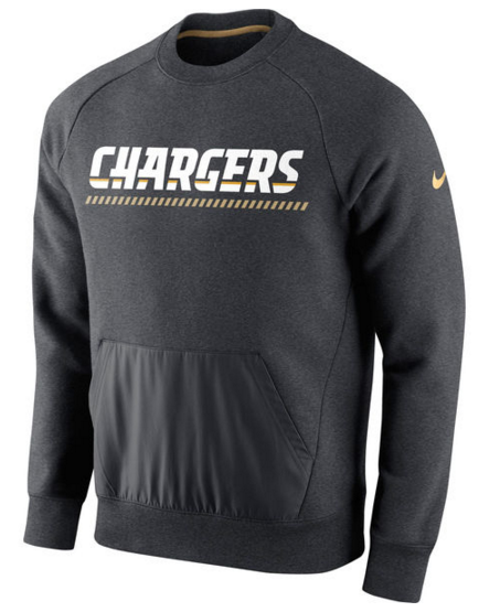 Los Angeles Chargers Nike Championship Drive Gold Collection Hybrid Fleece Performance Sweatshirt Charcoal