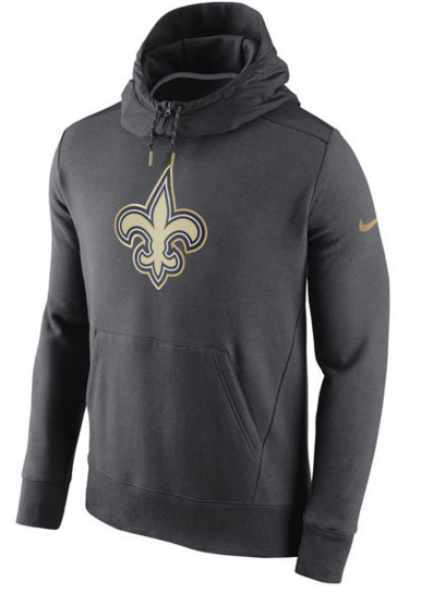 New Orleans Saints Nike Championship Drive Gold Collection Hybrid Fleece Performance Hoodie Charcoal