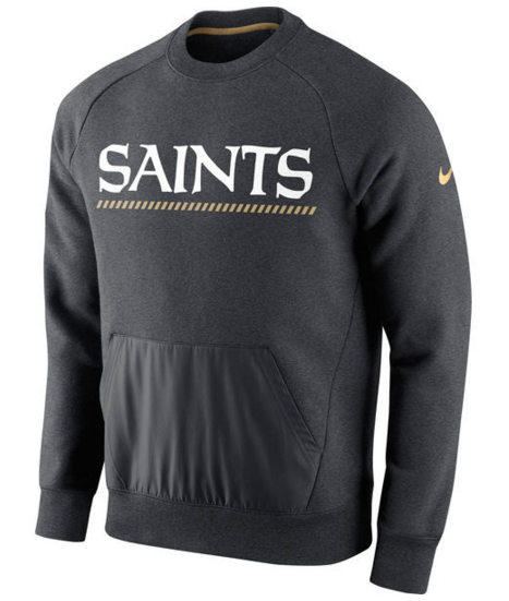 New Orleans Saints Nike Championship Drive Gold Collection Hybrid Fleece Performance Sweatshirt Charcoal