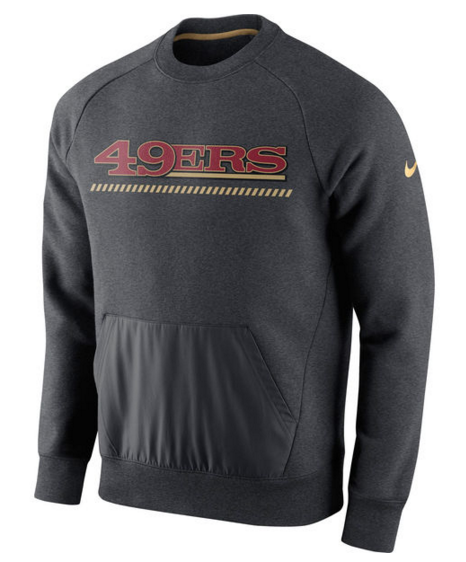 San Francisco 49ers Nike Championship Drive Gold Collection Hybrid Fleece Performance Sweatshirt Charcoal