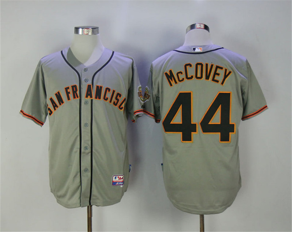 Giants 44 Willie McCovey Grey Cool Base Jersey - Click Image to Close