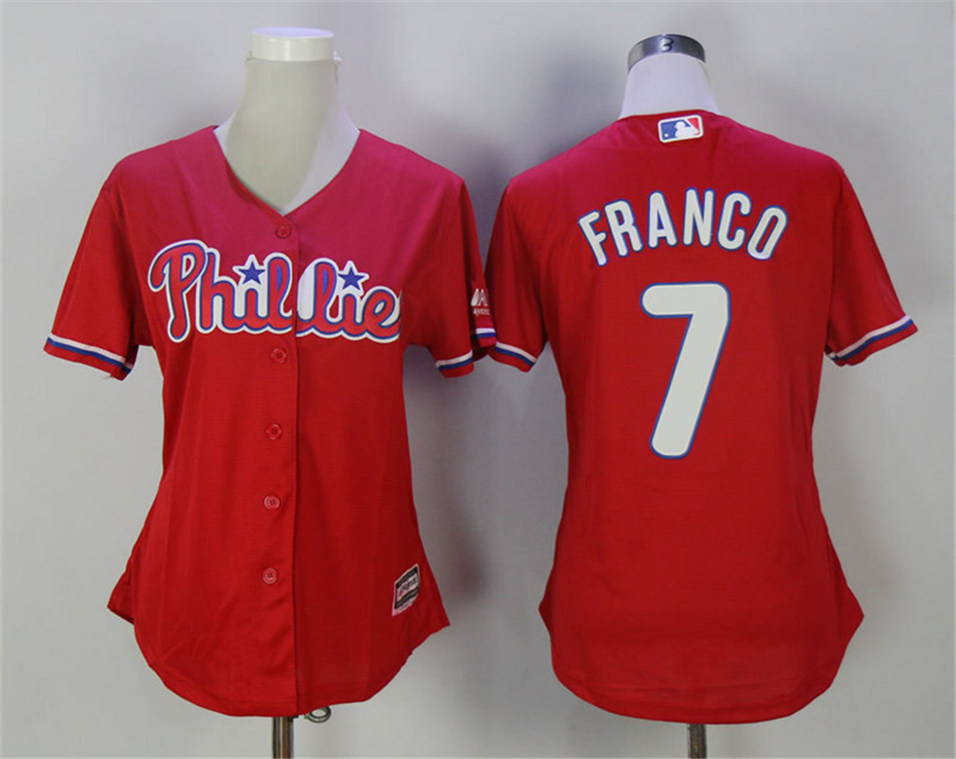 Phillies 7 Maikel Franco Red Women Cool Base Jersey