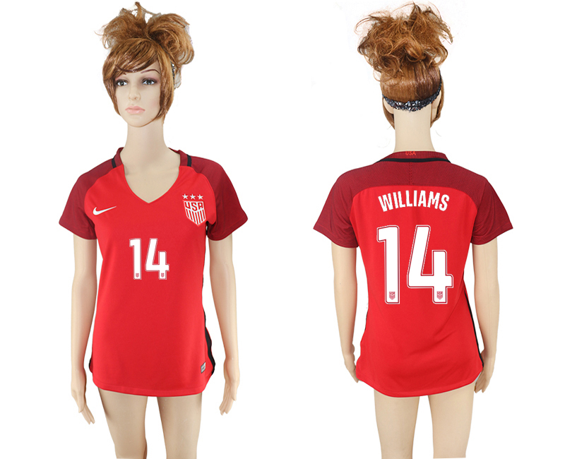 2017-18 USA 14 WILLIAMS Away Women Soccer Jersey