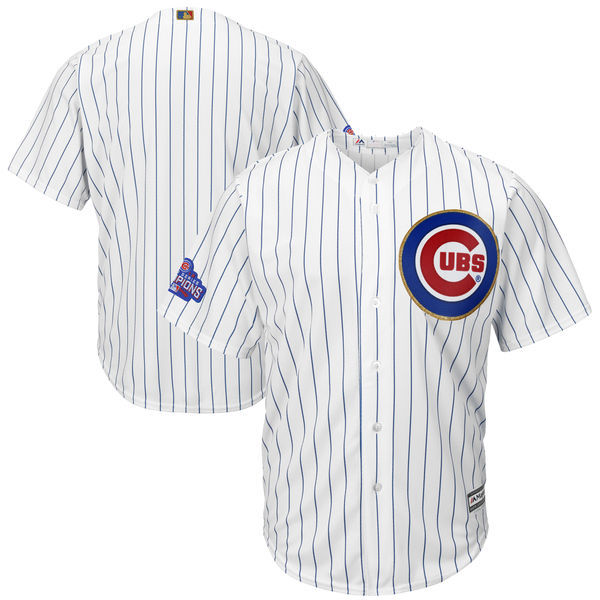 Cubs Blank White Youth 2017 Gold Program Cool Base Jersey