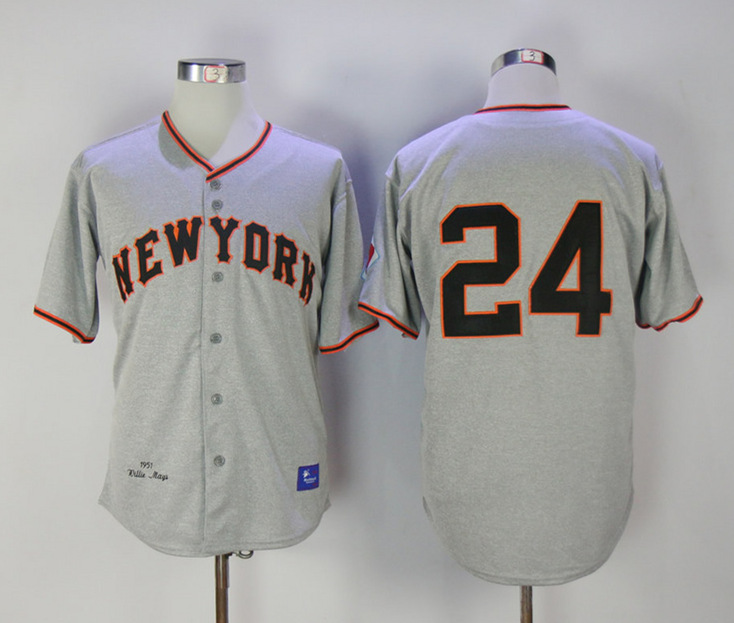 Giants 24 Willie Mays Grey Throwback Jersey