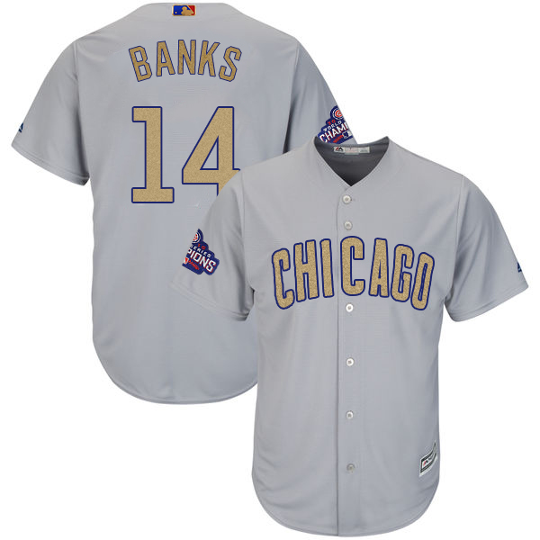 Cubs 14 Ernie Banks World Series Champions Gold Program Cool Base Jersey