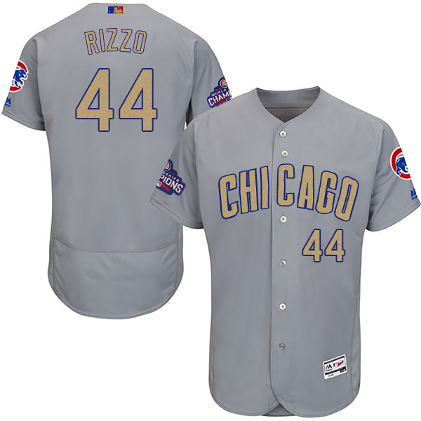 Cubs 44 Anthony Rizzo World Series Champions Gold Program Flexbase Jersey - Click Image to Close