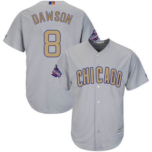 Cubs 8 Andre Dawson World Series Champions Gold Program Cool Base Jersey