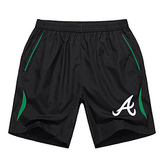 Men's Atlanta Braves Black Green Stripe MLB Shorts