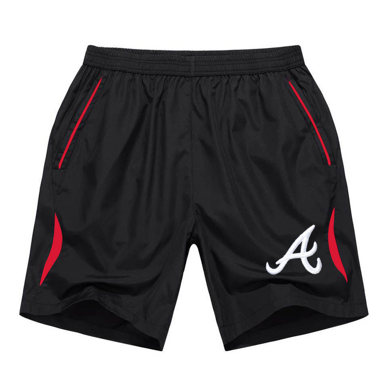 Men's Atlanta Braves Black Red Stripe MLB Shorts