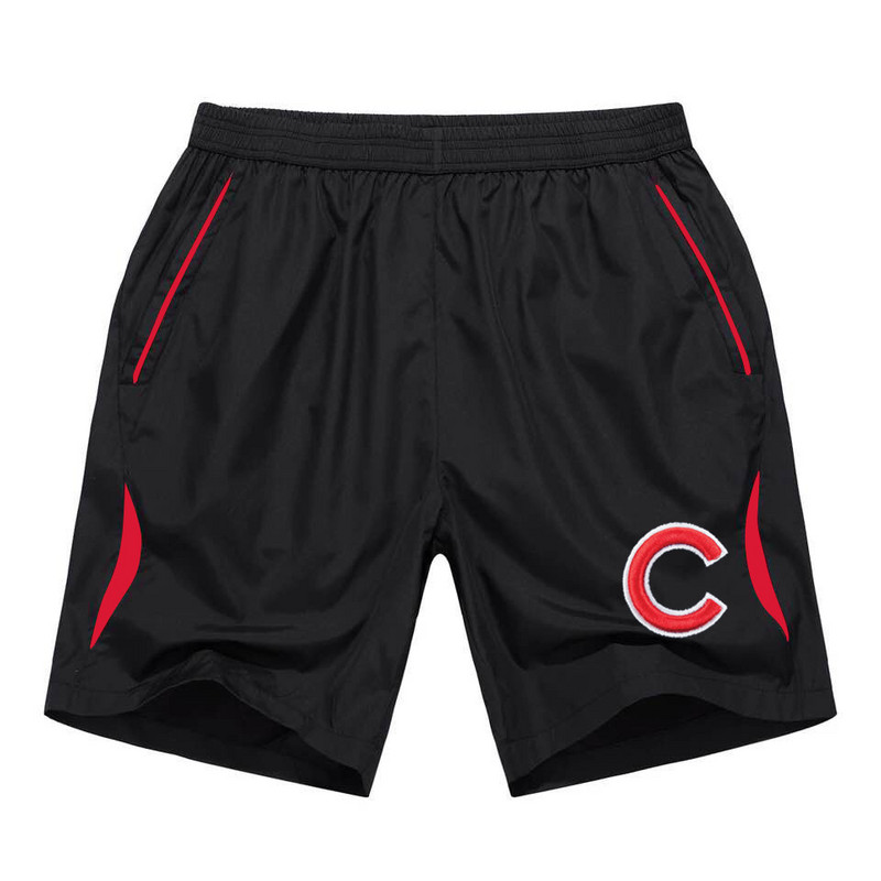 Men's Chicago Cubs Black Red Stripe MLB Shorts