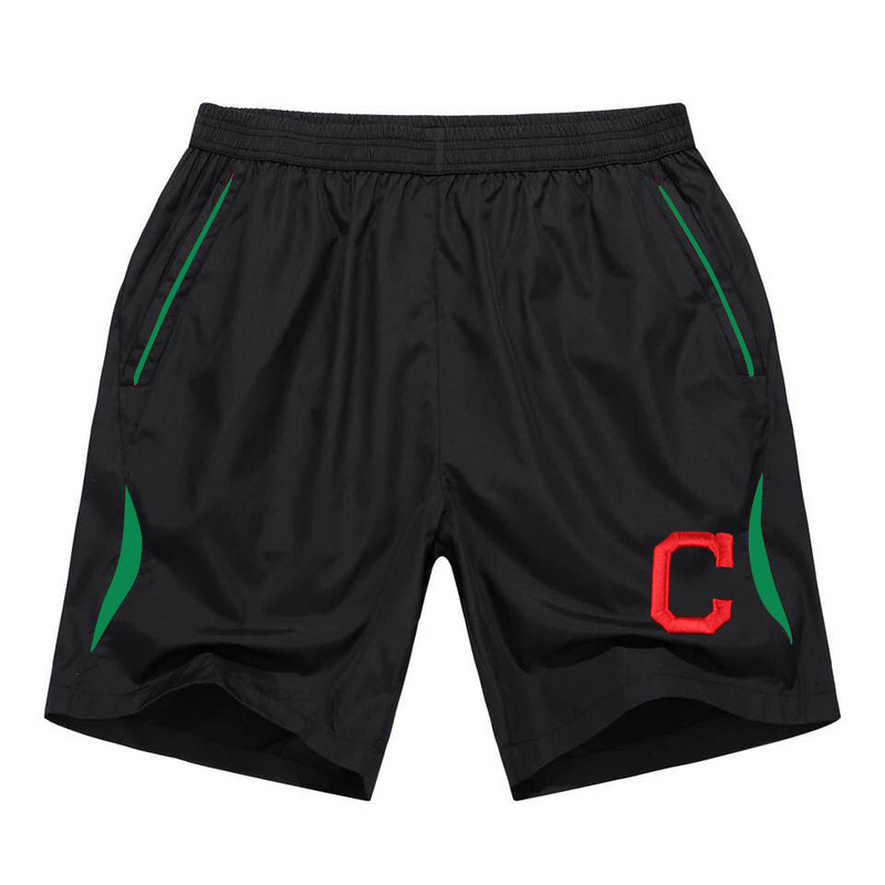 Men's Cleveland Indians Black Green Stripe MLB Shorts