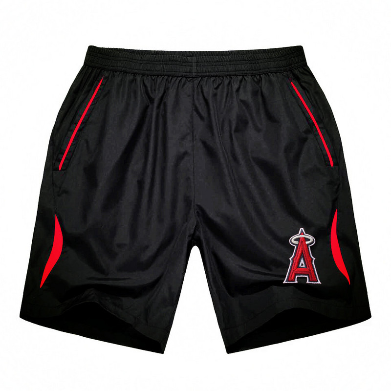 Men's Los Angeles Angels of Anaheim Black Red Stripe MLB Shorts