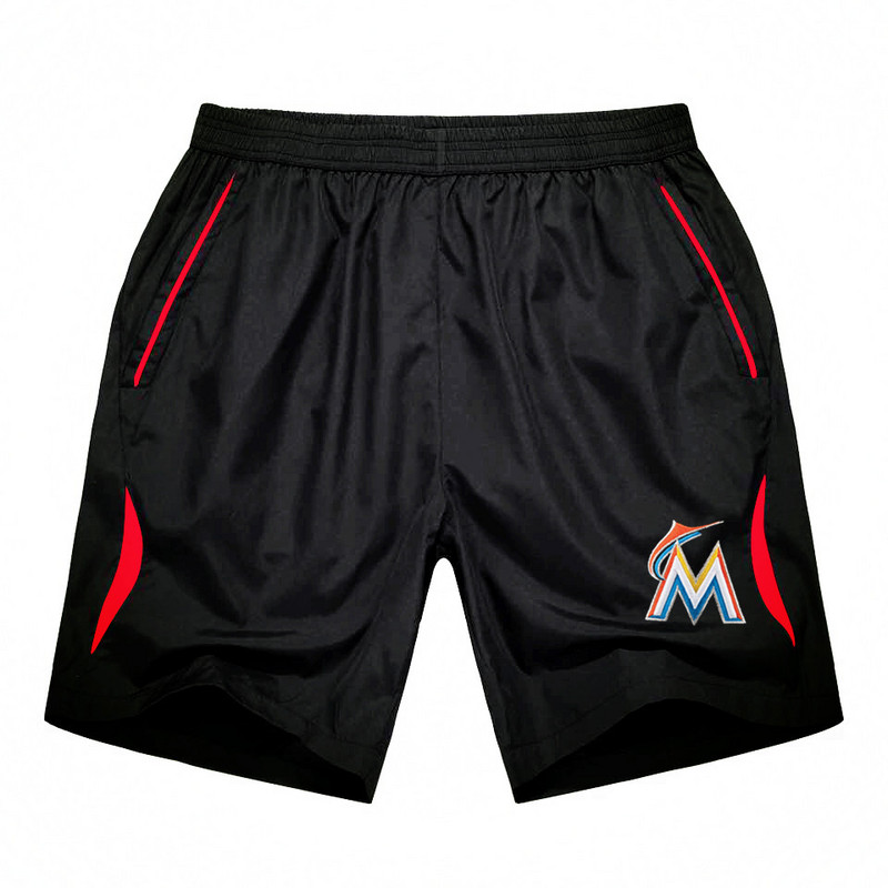 Men's Miami Marlins Black Red Stripe MLB Shorts