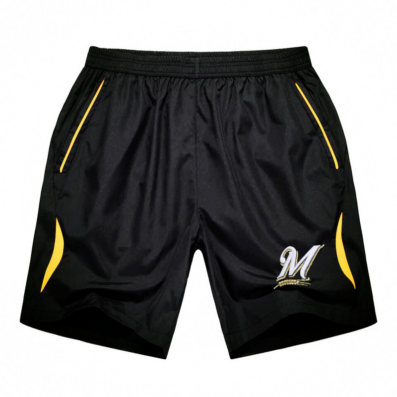 Men's Milwaukee Brewers Black Gold Stripe MLB Shorts