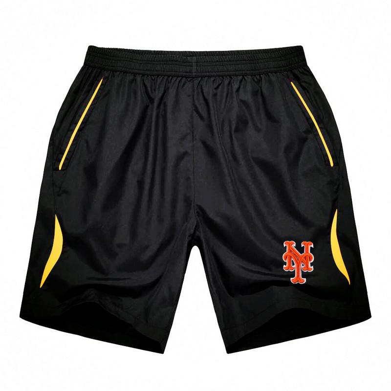 Men's New York Mets Black Gold Stripe MLB Shorts - Click Image to Close