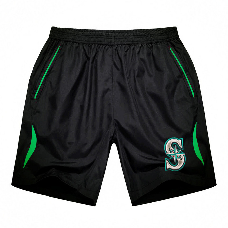 Men's Seattle Mariners Black Green Stripe MLB Shorts