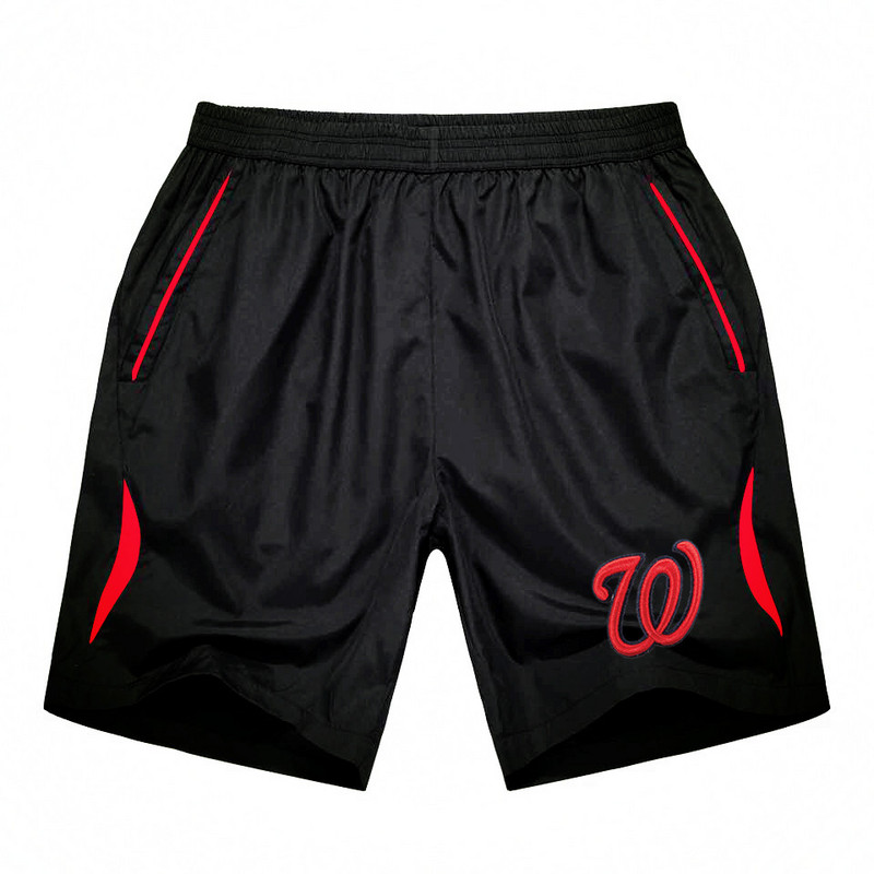 Men's Washington Nationals Black Red Stripe MLB Shorts