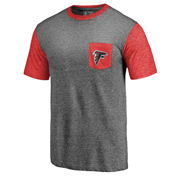 Atlanta Falcons Pro Line by Fanatics Branded Heathered Gray Red Refresh Pocket T-Shirt
