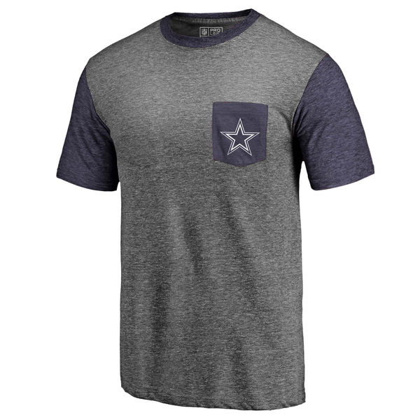 Dallas Cowboys Pro Line by Fanatics Branded Heathered Gray Navy Refresh Pocket T-Shirt