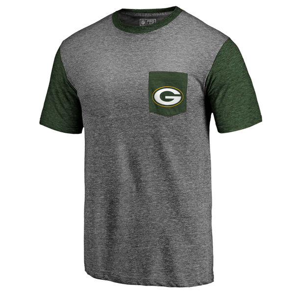Green Bay Packers Pro Line by Fanatics Branded Heathered Gray Green Refresh Pocket T-Shirt