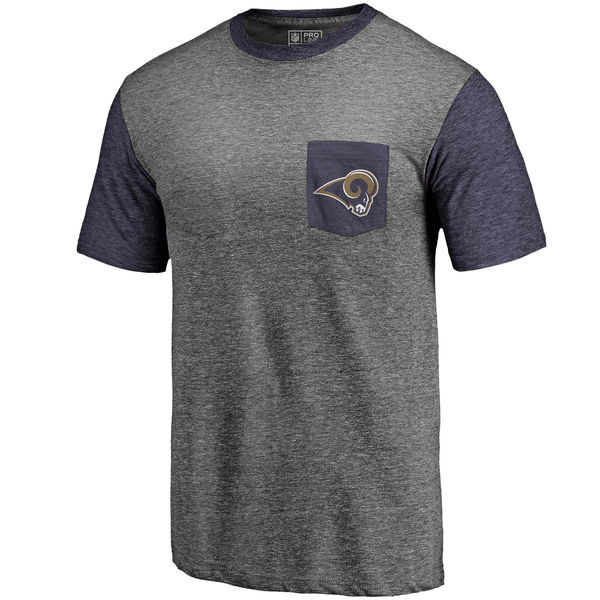 Los Angeles Rams Pro Line by Fanatics Branded Heathered Gray Navy Refresh Pocket T-Shirt