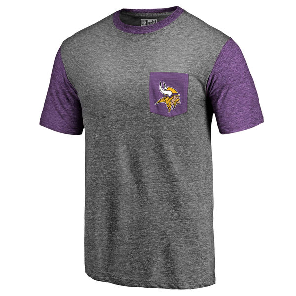 Minnesota Vikings Pro Line by Fanatics Branded Heathered Gray Purple Refresh Pocket T-Shirt
