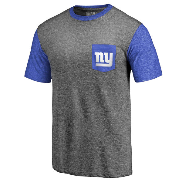 New York Giants Pro Line by Fanatics Branded Heathered Gray Royal Refresh Pocket T-Shirt