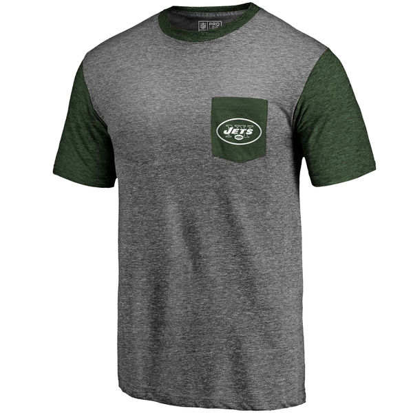 New York Jets Pro Line by Fanatics Branded Heathered Gray Green Refresh Pocket T-Shirt