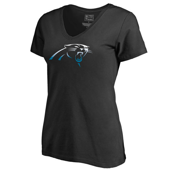 Women's Carolina Panthers Pro Line by Fanatics Branded Black Big & Tall Gradient Logo T-Shirt - Click Image to Close